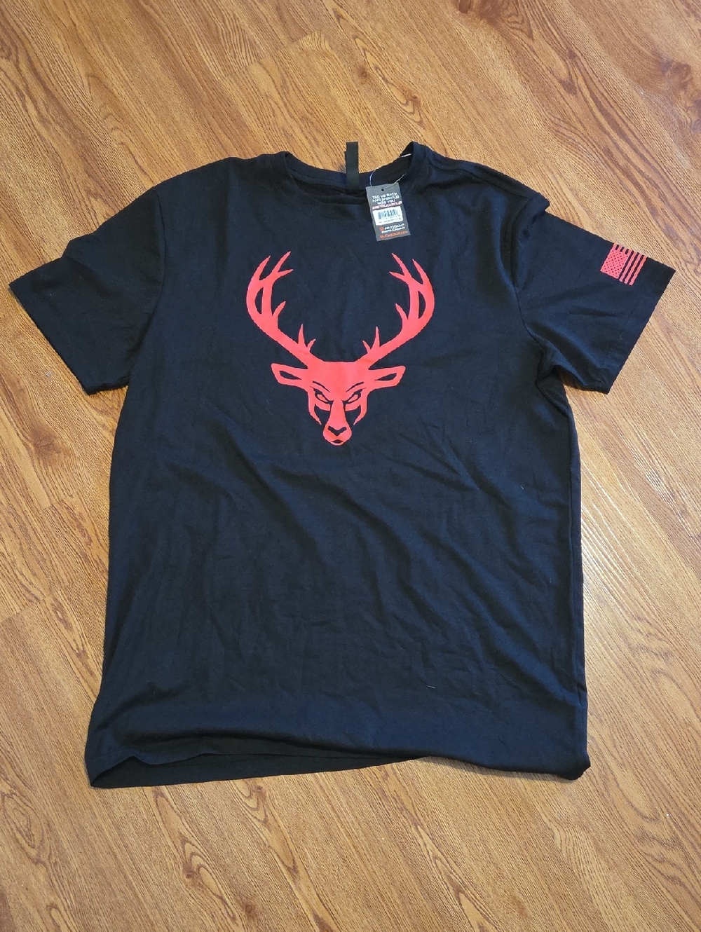 NWT Bucked Up Black Tee with Red Stag Graphic - Men, Size xl